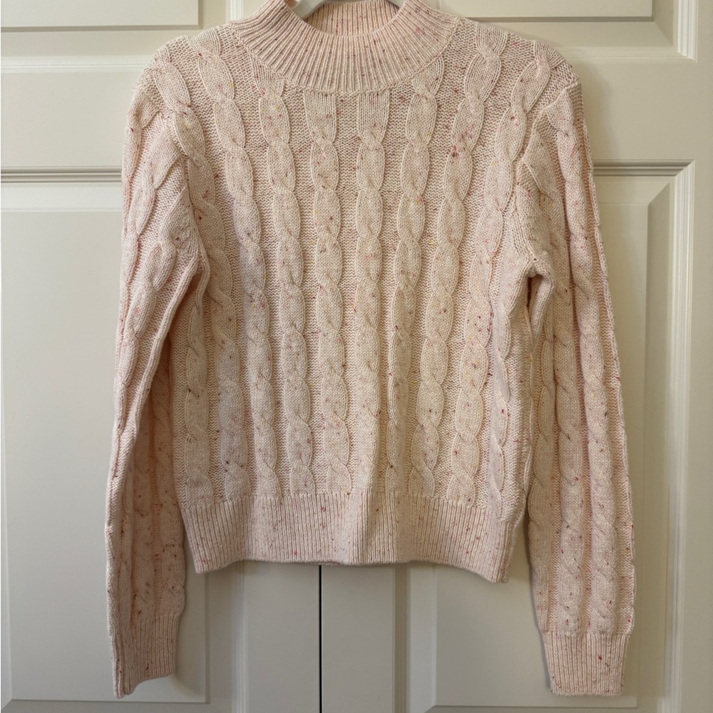 Crewcuts Light Pink Cable Knit Turtleneck Sweater
